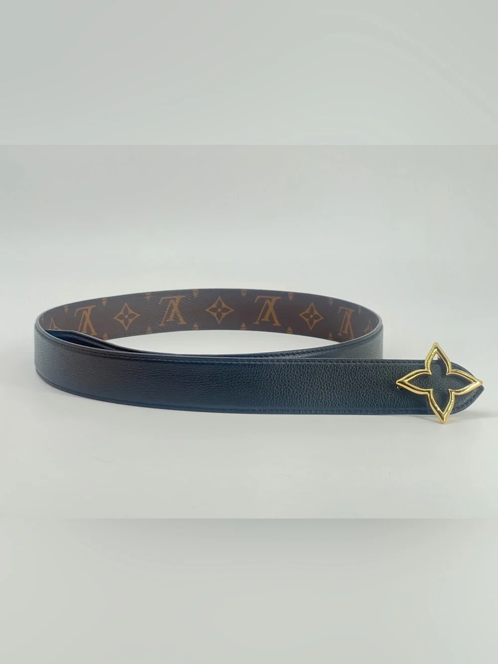 Louis Vuitton Flowergram Reversible Belt in Brown Canvas and Leather